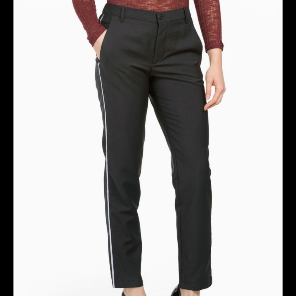 Zadig & Voltaire Virgin Wool Blend Pomelo Pants - Noir Black Side Stripe Size 42